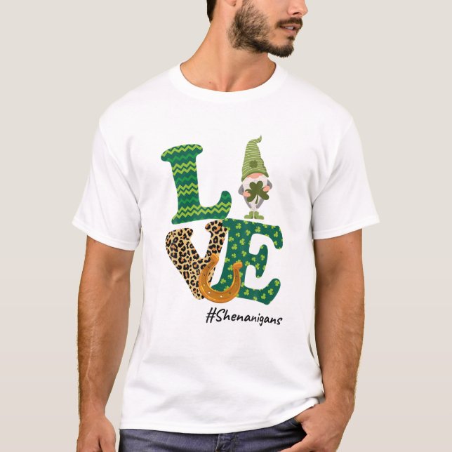Camiseta Love Shenanigans Lucky Leopard Gnome St Patricks D (Anverso)