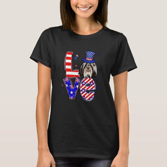 Camiseta Love Shih Tzu Patriotic 4 De Julio (Anverso)