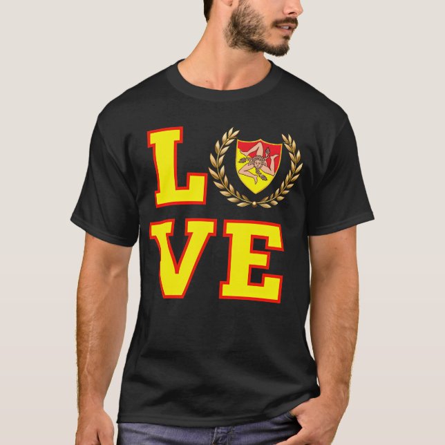 Camiseta LOVE Sicily Sicilian Trinacria (Anverso)