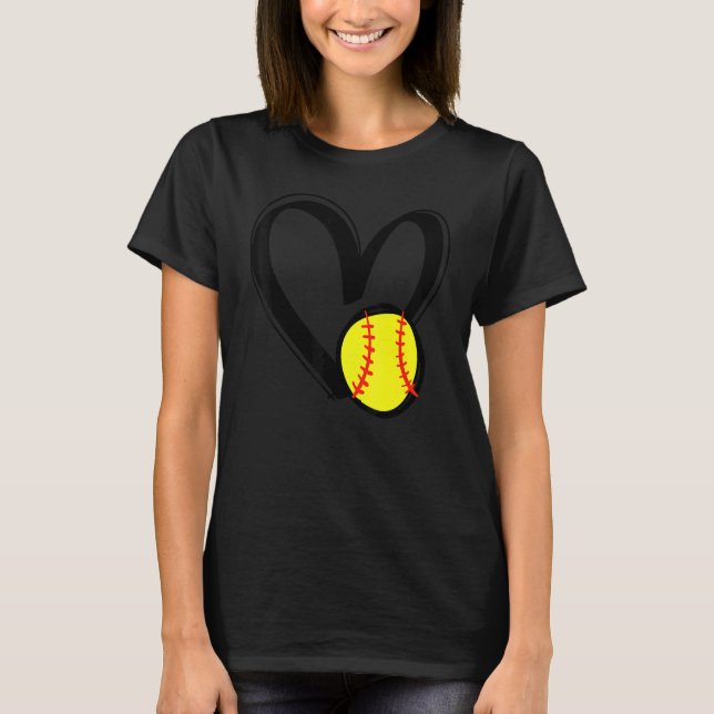 Camiseta Love Softball Heart Softball Love Men Women (Anverso)