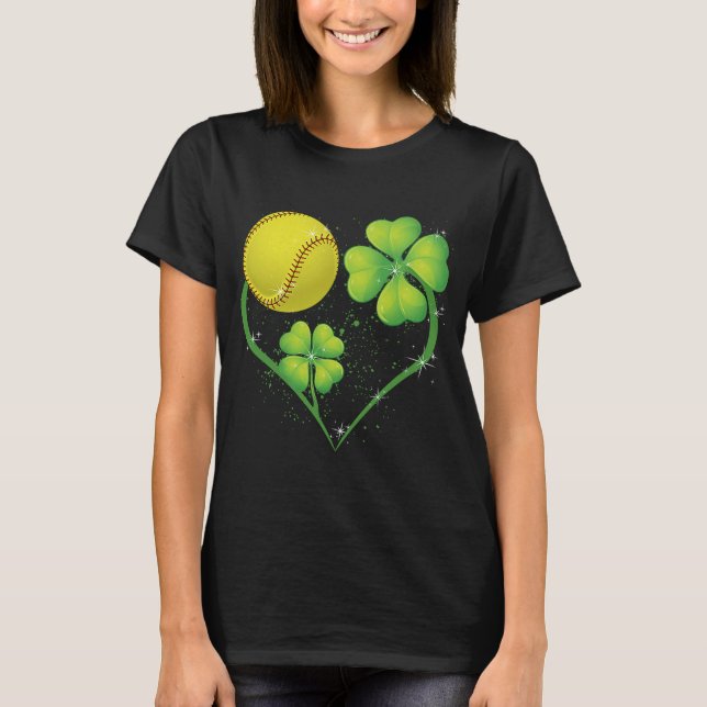 Camiseta Love Softball Shamrock C Saint Patrick's Day Men B (Anverso)