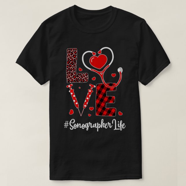 Camiseta Love Sonographer Valentine's Day Flannel Gift Nurs (Diseño del anverso)