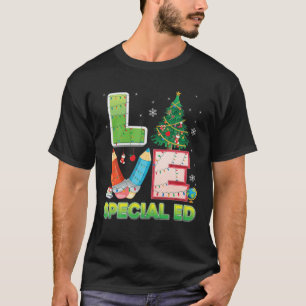 Camiseta Love Special ED Christmas Tree Teacher Student Swe