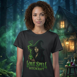 Camiseta Love Spell Witchcraft Gothic Witch Green Potion