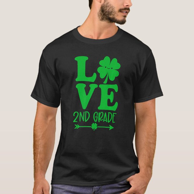 Camiseta Love St Patrick S Day Shamrock 2º grado de profeso (Anverso)