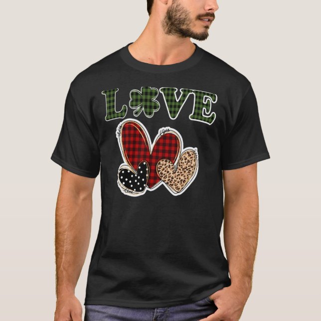 Camiseta Love St Patricks Day Leopard Lucky Shamrock Red Pl (Anverso)