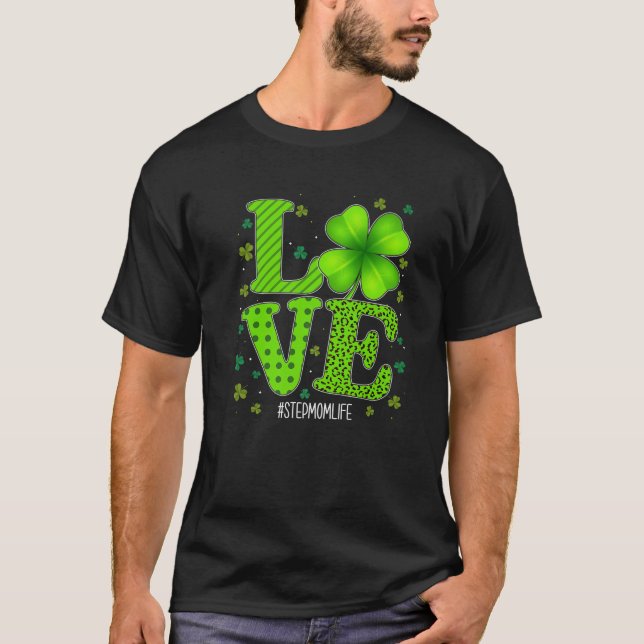 Camiseta Love Stepmom Green Plaid Leopard St Patrick's Day (Anverso)