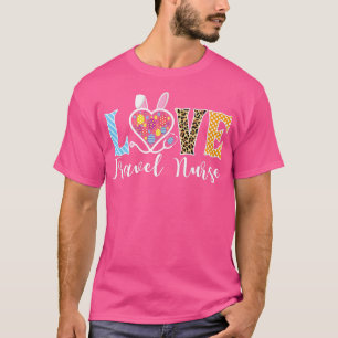 Camiseta LOVE Stethoscope Enfermera de viajes Bunny Easter