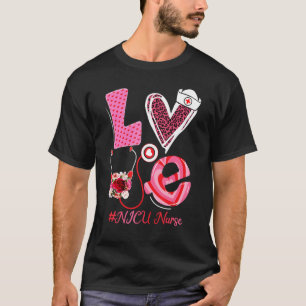 Camiseta Love Stethoscope Heart NICU Nurse Leopard Valentin