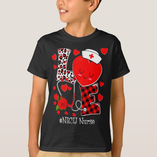 Camiseta Love Stethoscope Heart Nicu Nurse Valentines Day  (Anverso)