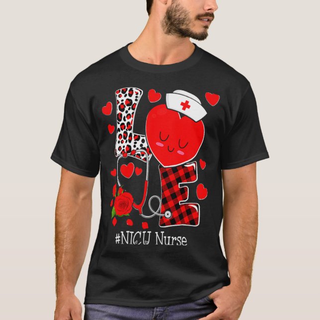 Camiseta Love Stethoscope Heart Nicu Nurse Valentines Day  (Anverso)