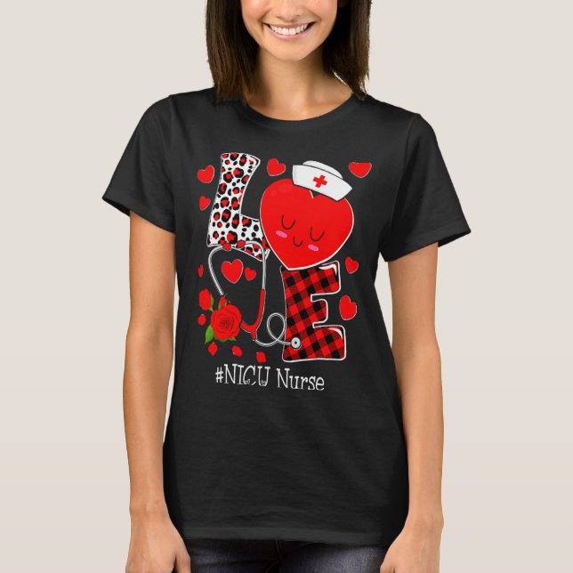 Camiseta Love Stethoscope Heart Nicu Nurse Valentines Day  (Anverso)