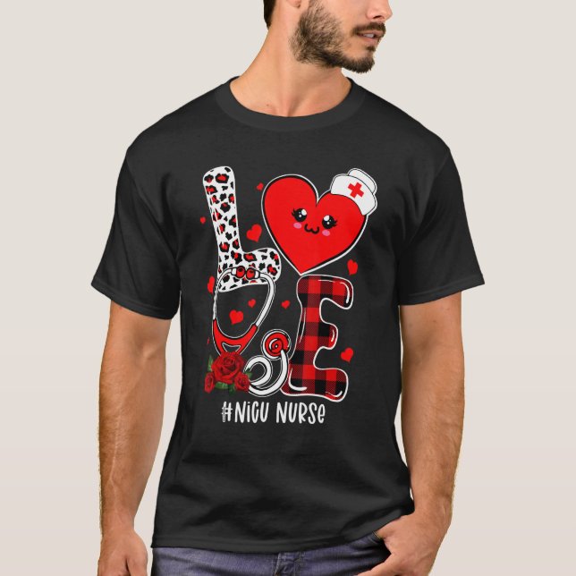 Camiseta Love Stethoscope Heart NICU Nurse Valentines Day_1 (Anverso)