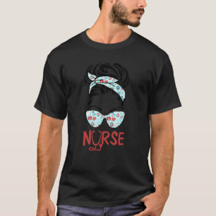 Camiseta Love Stethoscope Messy Bun Nurse Life Enfermería M