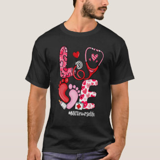 Camiseta LOVE Stethoscope NICU Enfermera El día de San Vale