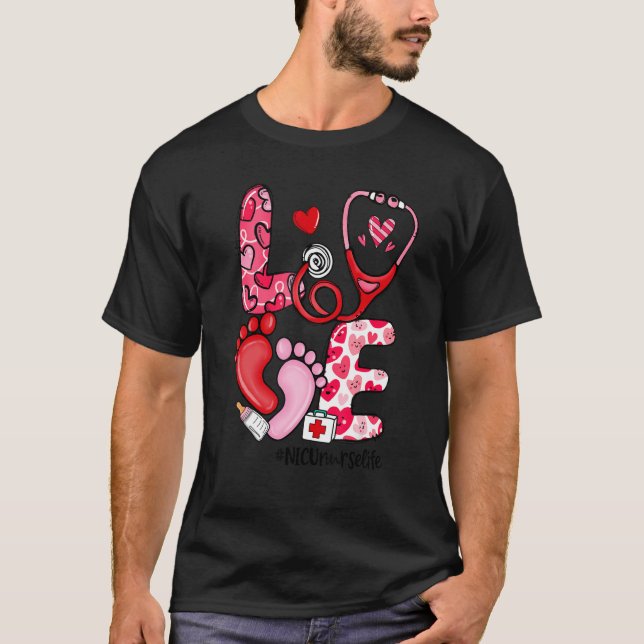 Camiseta LOVE Stethoscope NICU Nurse Life Valentine's Day G (Anverso)