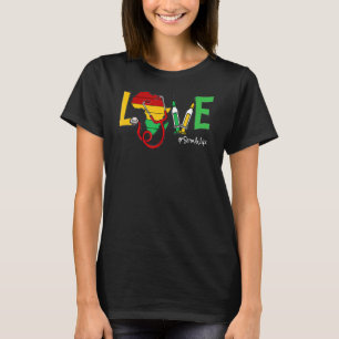 Camiseta Love Stethoscope Scrub Life Black History Mes Af