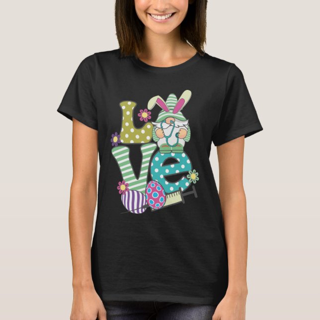 Camiseta Love Stethoscope Scrub Life Nurse Bunny Easter Day (Anverso)