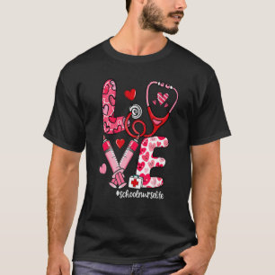 Camiseta LOVE Stethoscope Syringe Enfermera de la Escuela L