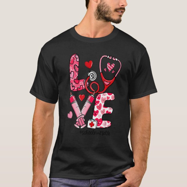 Camiseta LOVE Stethoscope Syringe School Nurse Life Valenti (Anverso)