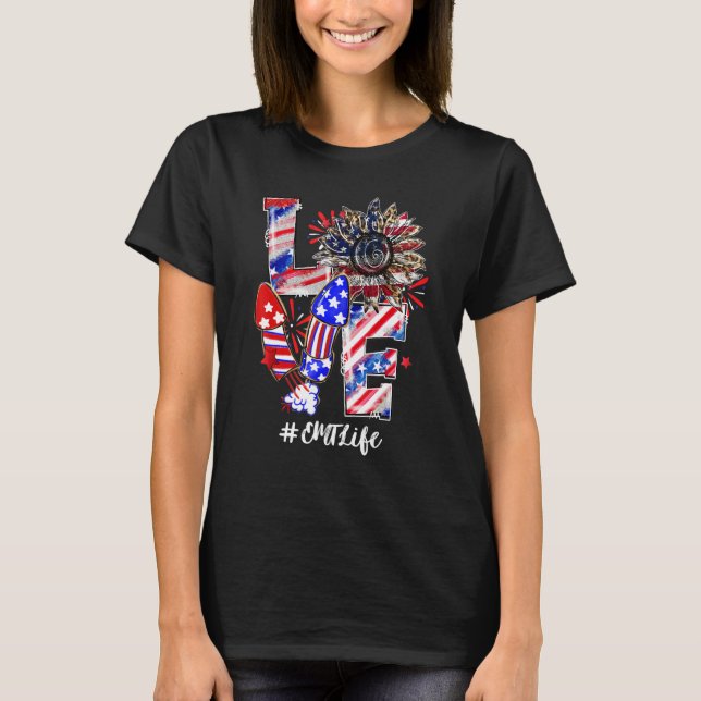 Camiseta Love Sunflower Leopard Fireworks Emt Life 4 Of J (Anverso)