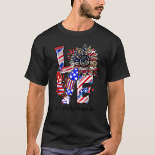 Camiseta Love Sunflower Leopardo Fireworks Lunch Lady Life 