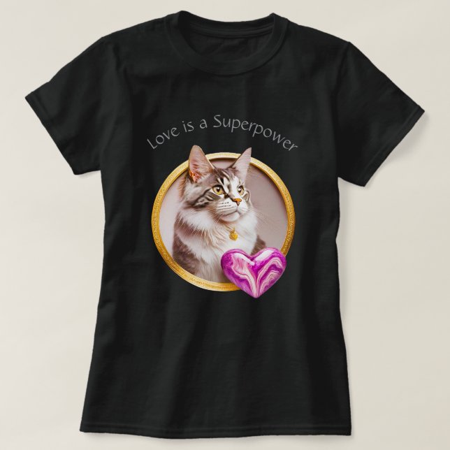Camiseta Love Superpower Cat 01 (Diseño del anverso)