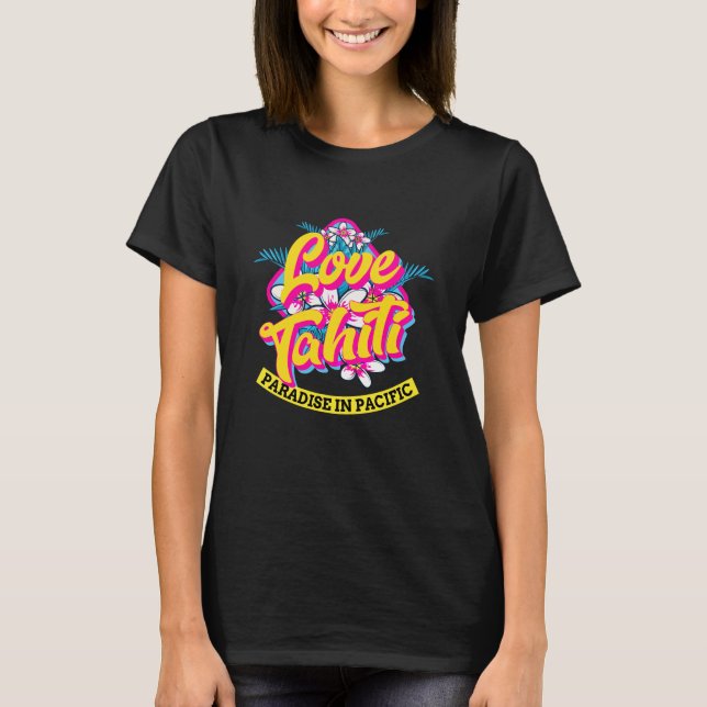 Camiseta Love Tahiti Paradise, Fleurs frangipanier tropical (Anverso)