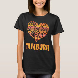 Camiseta Love Tambura Naranja Mandala Heart Indian Music