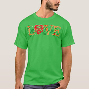Camiseta Love Tattoo Art Lettering with Rosa