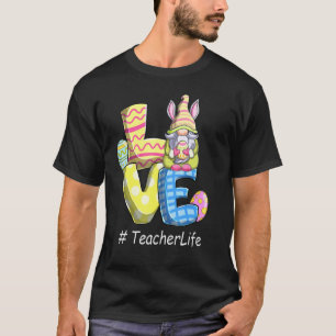 Camiseta Love Teacher Life Easter Gnome Egg Hunting Basket 