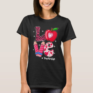 Camiseta LOVE Teacher Life Messy Bun Women El día de San Va