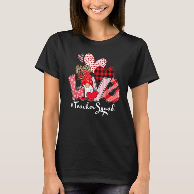 Camiseta Love Teacher Squad Gnome Hearts Valentines Gnome T (Anverso)