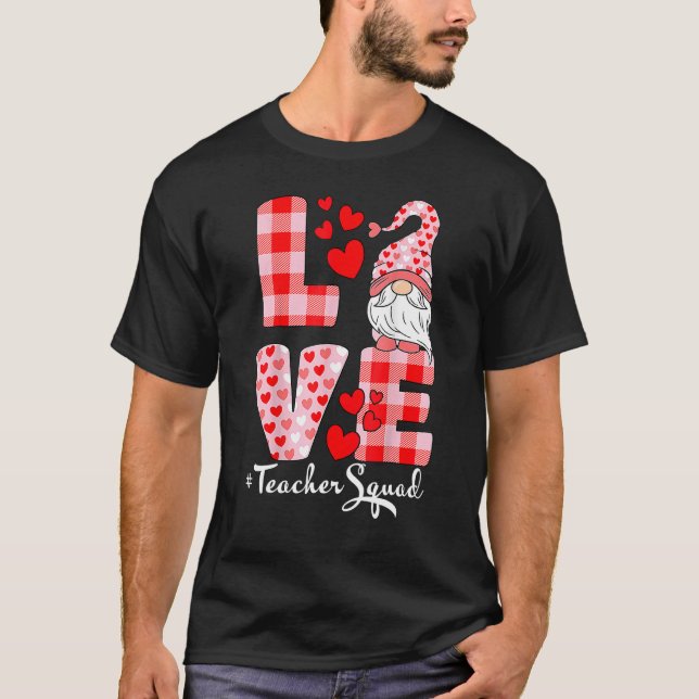 Camiseta Love Teacher Squad Gnome Hearts Valentines Gnome T (Anverso)