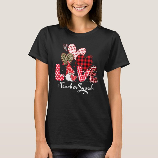 Camiseta Love Teacher Squad Gnome Hearts Valentines Gnome T (Anverso)