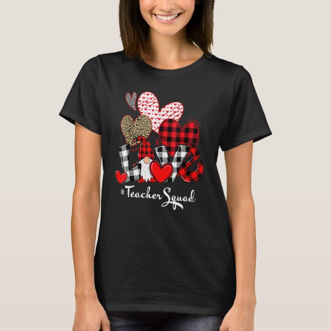 Camiseta Love Teacher Squad Gnome Hearts Valentines Gnome T (Anverso)