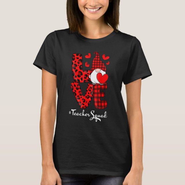 Camiseta Love Teacher Squad Gnome Hearts Valentines Gnome T (Anverso)