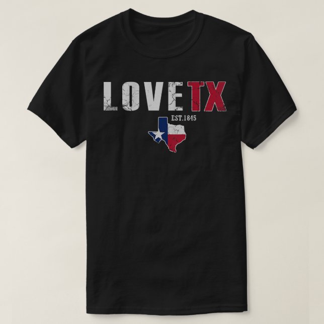 Camiseta Love Texas TX Texan Retro Fade (Diseño del anverso)