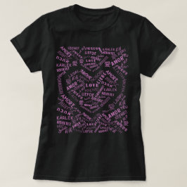 Camiseta Love Text T-Shirt Multi-Language International