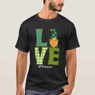 Camiseta LOVE Trucker Gnome Leopard Funny St Patricks Day M