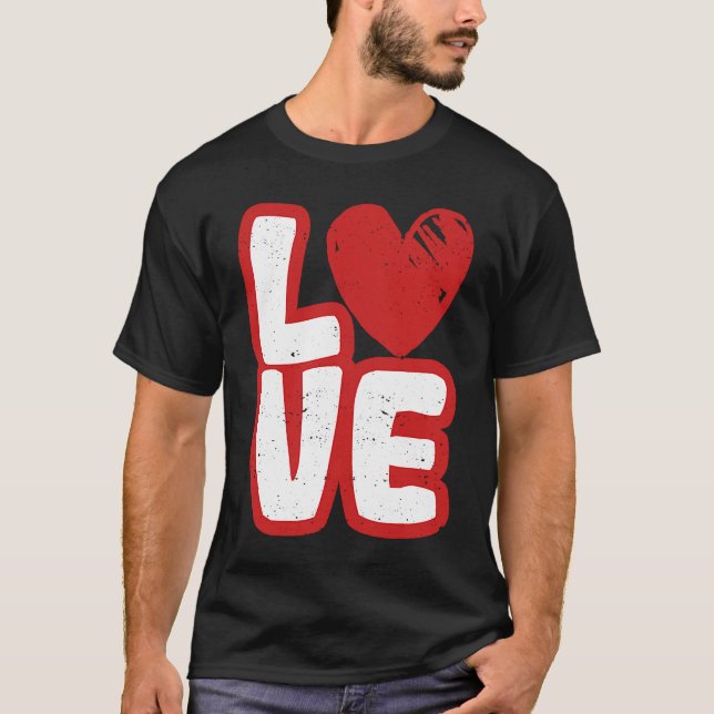 Camiseta Love Typography Hearts Valentine's Day  Romantic C (Anverso)