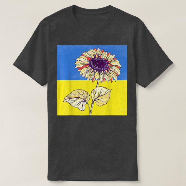Camiseta LOVE Ukraine Sunflower Ukrainian Flag Stand With U (Diseño del anverso)