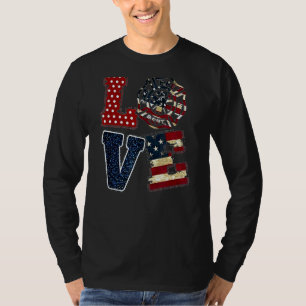 Camiseta Love Usa Firefighter Bandera Estadounidense 4 de J