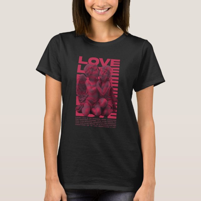 Camiseta Love Vaporwave Couple Cupid Hearts Valentine's Day (Anverso)