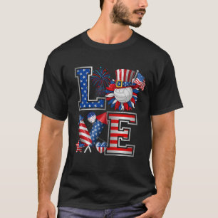 Camiseta LOVE Voleibol Fuegos Artificiales Estadounidenses