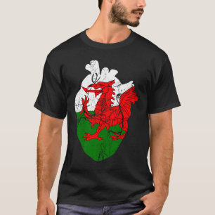 Camiseta Love Wales Anatómico Heart Welsh Dragon St Davids