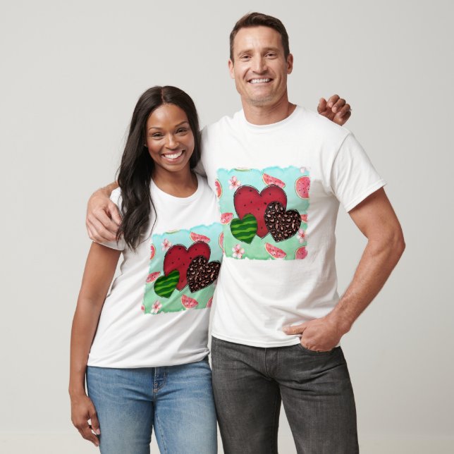Camiseta Love Watermelon Heart & Leopard Print Design (Unisexo)