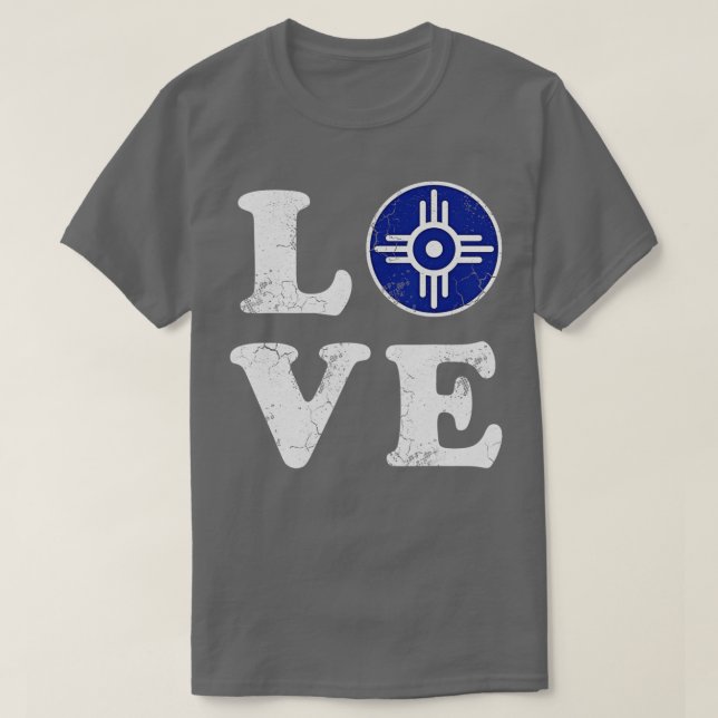 Camiseta Love Wichita Kansas Flag Home (Diseño del anverso)