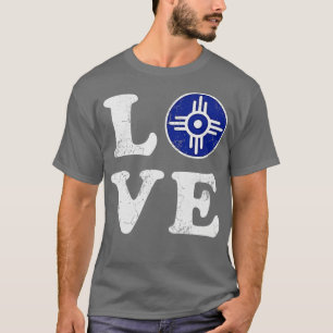 Camiseta Love Wichita Kansas Flag Home