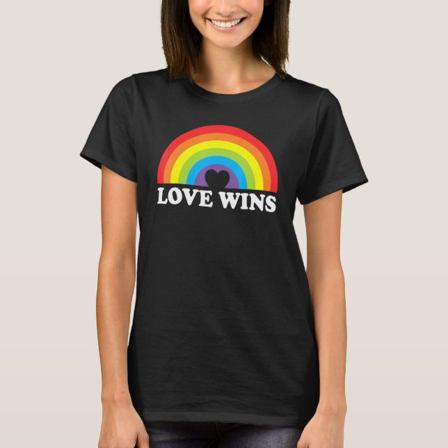 Camiseta Love Wins LGBTQ Gay Pride Rainbow Lesbian Ally Com (Anverso)
